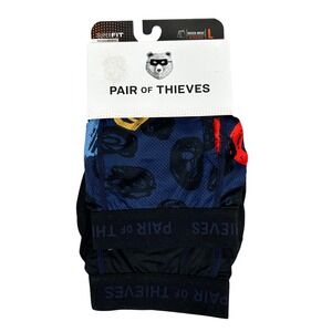 Pair of Thieves SuperFit Boxer Briefs 2 Pack L Dark Navy Black Deep Doodle 5"